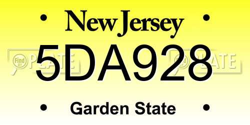 5DA928 New Jersey License Plate