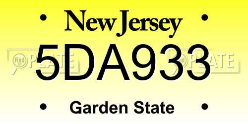5DA933 New Jersey License Plate