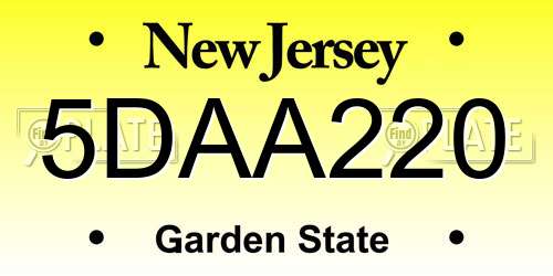 5DAA220 New Jersey License Plate