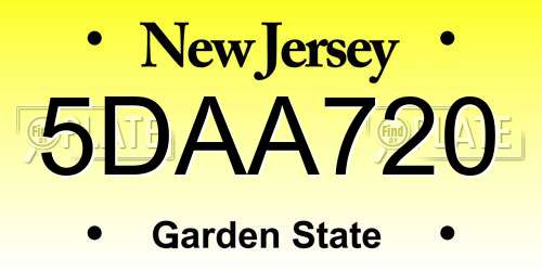 5DAA720 New Jersey License Plate