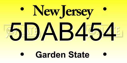 5DAB454 New Jersey License Plate