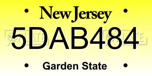 5DAB484 New Jersey License Plate