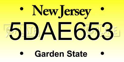 5DAE653 New Jersey License Plate