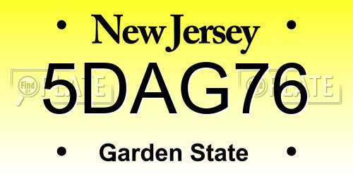 5DAG76 New Jersey License Plate