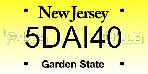5DAI40 New Jersey License Plate
