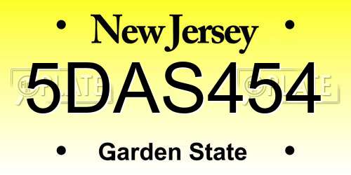 5DAS454 New Jersey License Plate