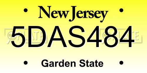 5DAS484 New Jersey License Plate