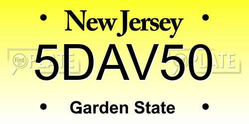 5DAV50 New Jersey License Plate