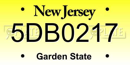 5DB0217 New Jersey License Plate