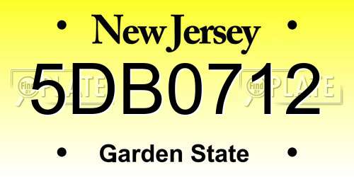5DB0712 New Jersey License Plate