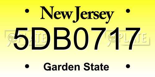 5DB0717 New Jersey License Plate