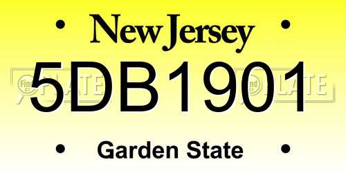 5DB1901 New Jersey License Plate