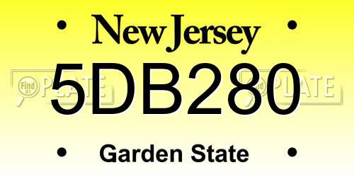 5DB280 New Jersey License Plate