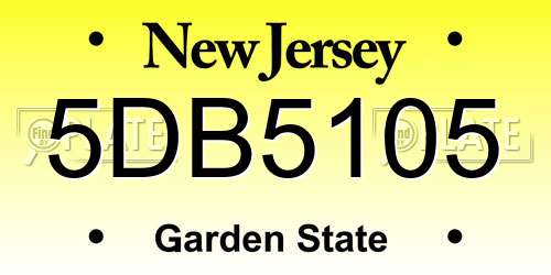 5DB5105 New Jersey License Plate