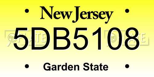 5DB5108 New Jersey License Plate