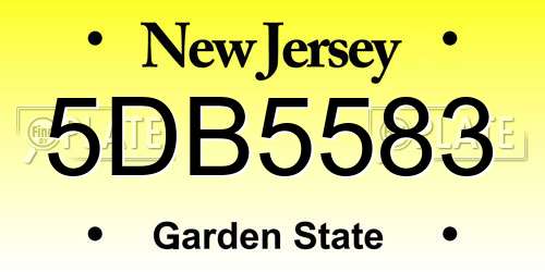 5DB5583 New Jersey License Plate