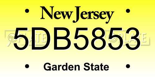 5DB5853 New Jersey License Plate
