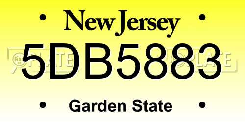 5DB5883 New Jersey License Plate