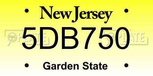 5DB750 New Jersey License Plate