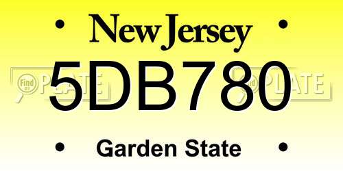 5DB780 New Jersey License Plate