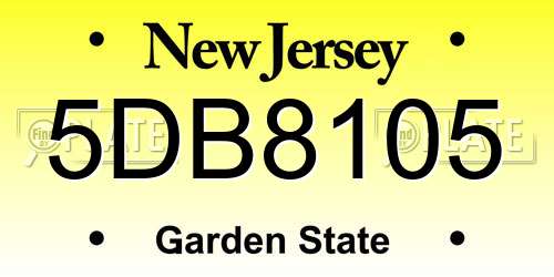 5DB8105 New Jersey License Plate