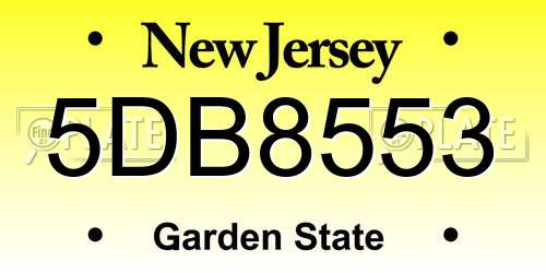 5DB8553 New Jersey License Plate