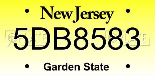 5DB8583 New Jersey License Plate