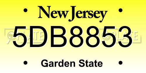 5DB8853 New Jersey License Plate