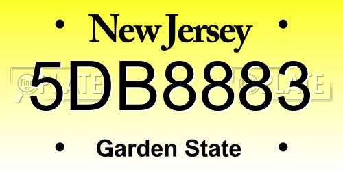 5DB8883 New Jersey License Plate