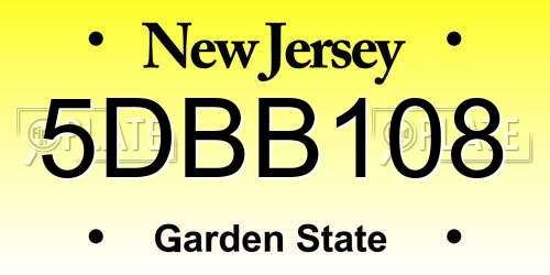 5DBB108 New Jersey License Plate