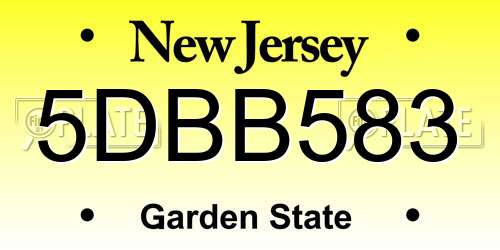 5DBB583 New Jersey License Plate