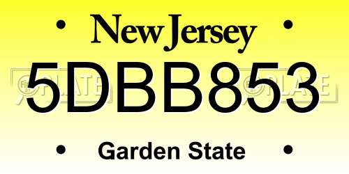 5DBB853 New Jersey License Plate