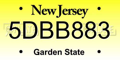 5DBB883 New Jersey License Plate