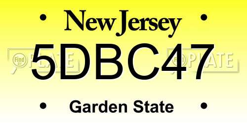 5DBC47 New Jersey License Plate