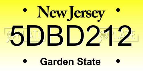 5DBD212 New Jersey License Plate