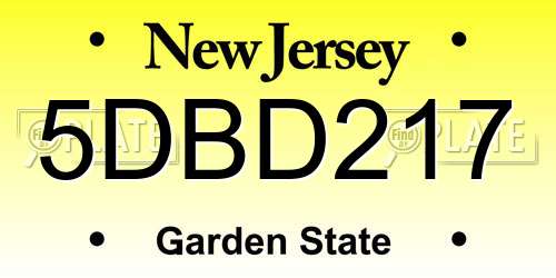 5DBD217 New Jersey License Plate