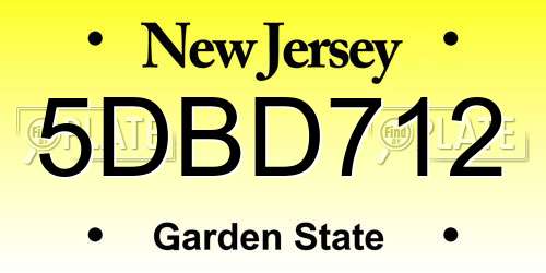 5DBD712 New Jersey License Plate