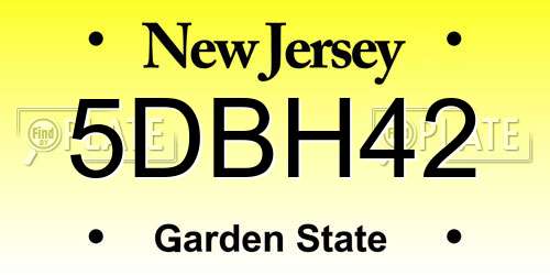 5DBH42 New Jersey License Plate