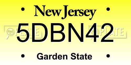 5DBN42 New Jersey License Plate