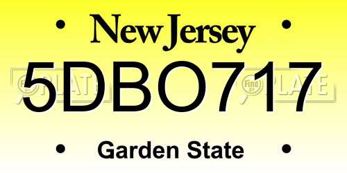 5DBO717 New Jersey License Plate