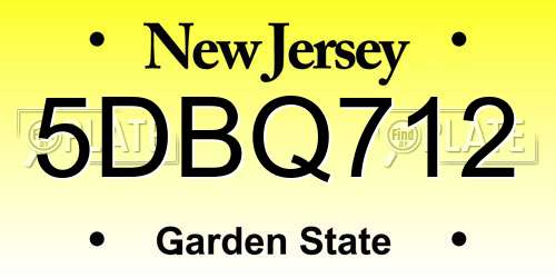 5DBQ712 New Jersey License Plate