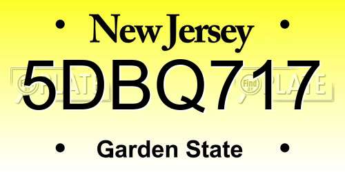 5DBQ717 New Jersey License Plate