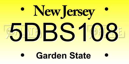 5DBS108 New Jersey License Plate