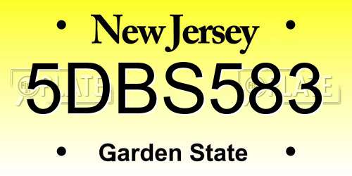 5DBS583 New Jersey License Plate