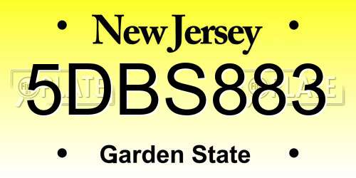 5DBS883 New Jersey License Plate