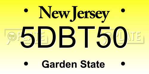 5DBT50 New Jersey License Plate