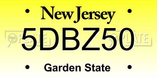 5DBZ50 New Jersey License Plate