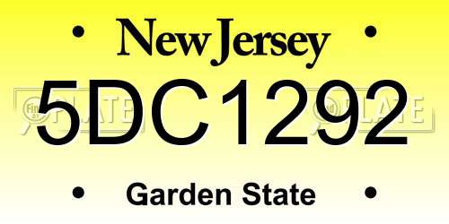 5DC1292 New Jersey License Plate
