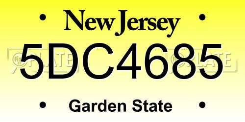 5DC4685 New Jersey License Plate