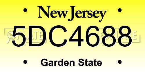 5DC4688 New Jersey License Plate